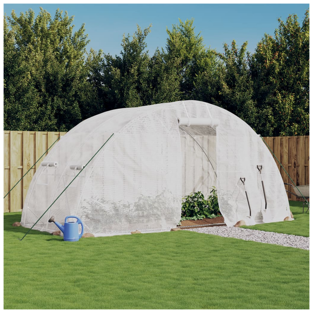 vidaXL Greenhouse with Steel Frame White 10 m² 5x2x2.3 m - anydaydirect