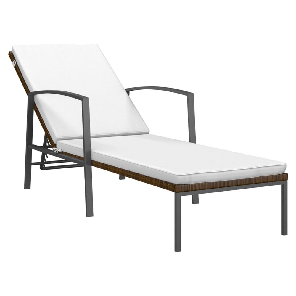 Sun Loungers 2 pcs with Table Poly Rattan Brown - anydaydirect
