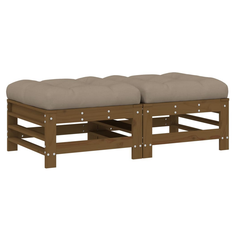vidaXL Garden Footstools with Cushions 2pcs Honey Brown Solid Wood Pine - anydaydirect