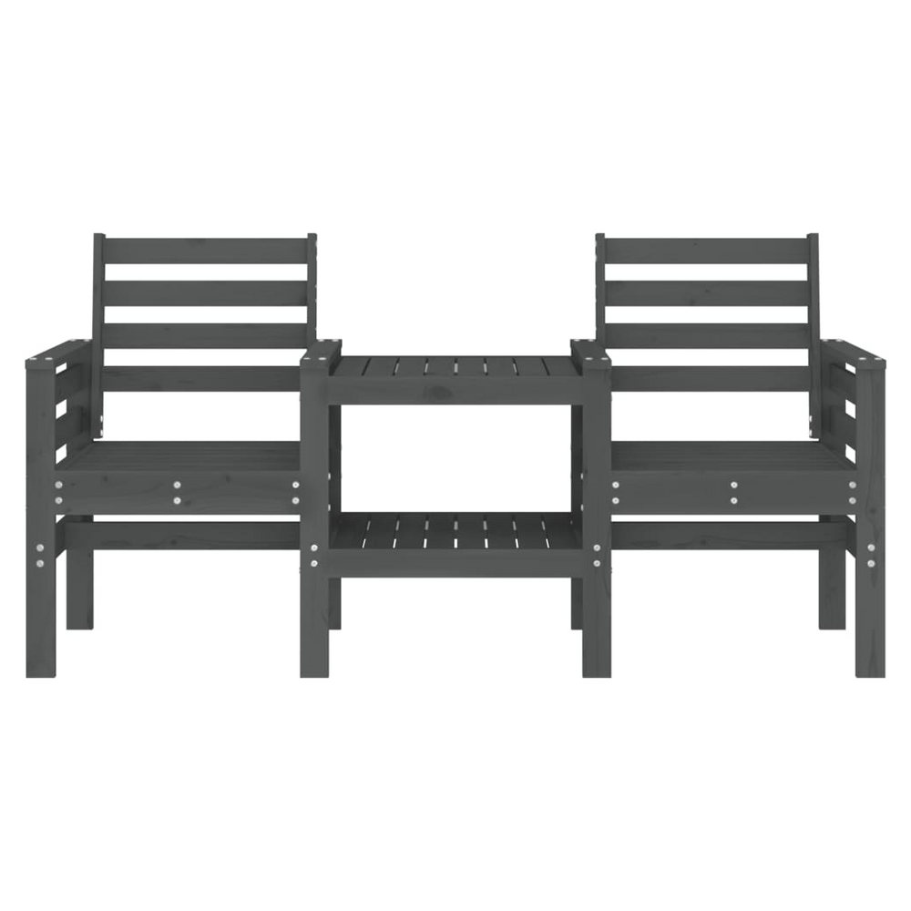 vidaXL Garden Bench with Table 2-Seater Grey Solid Wood Pine - anydaydirect