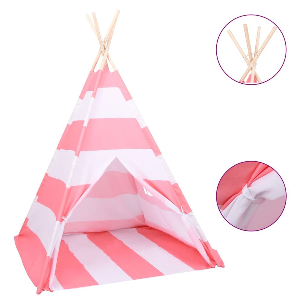 Children Teepee Tent with Bag Peach Skin Stripe 120x120x150 cm - anydaydirect