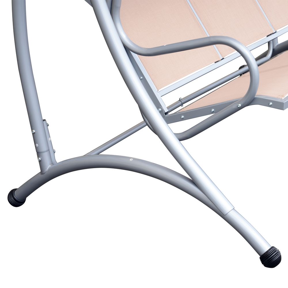 Garden Swing Chair, 3-Seater-Beige - anydaydirect