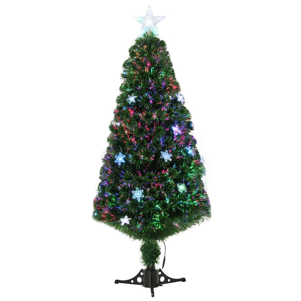 5FT Prelit Artificial Christmas Tree Fiber Optic LED Xmas Foldable Feet Green - anydaydirect