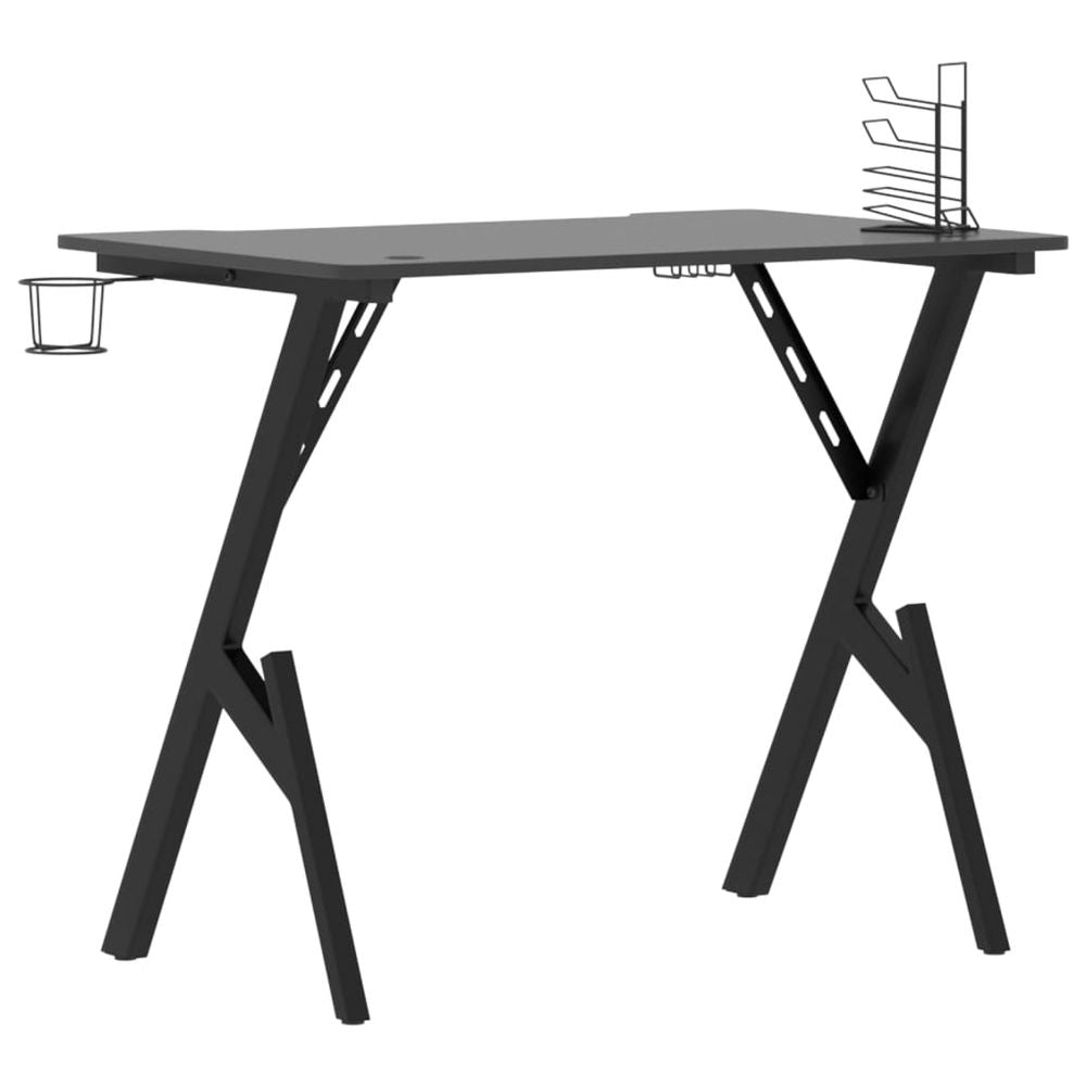 Gaming Desk with Y Shape Legs Black & Red 90x60x75 cm to 110x60x75 cm - anydaydirect
