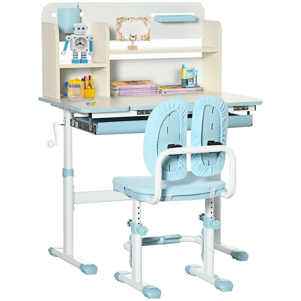 Height Adjustable Kids Desk and Chair Set, for Ages 3-12 Years - Blue - anydaydirect