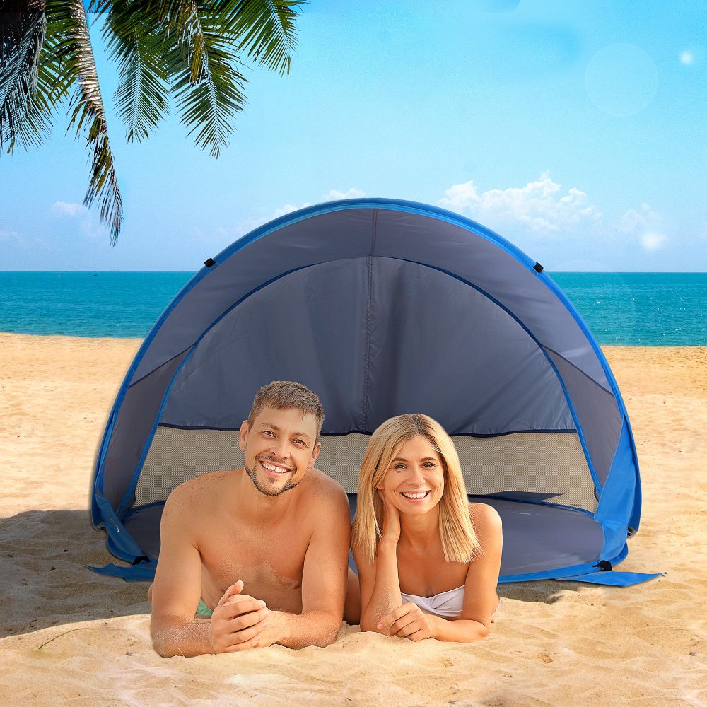 Portable Automatic Pop Up Beach Tent Outdoor Camp Shelter Blue Outsunny - anydaydirect