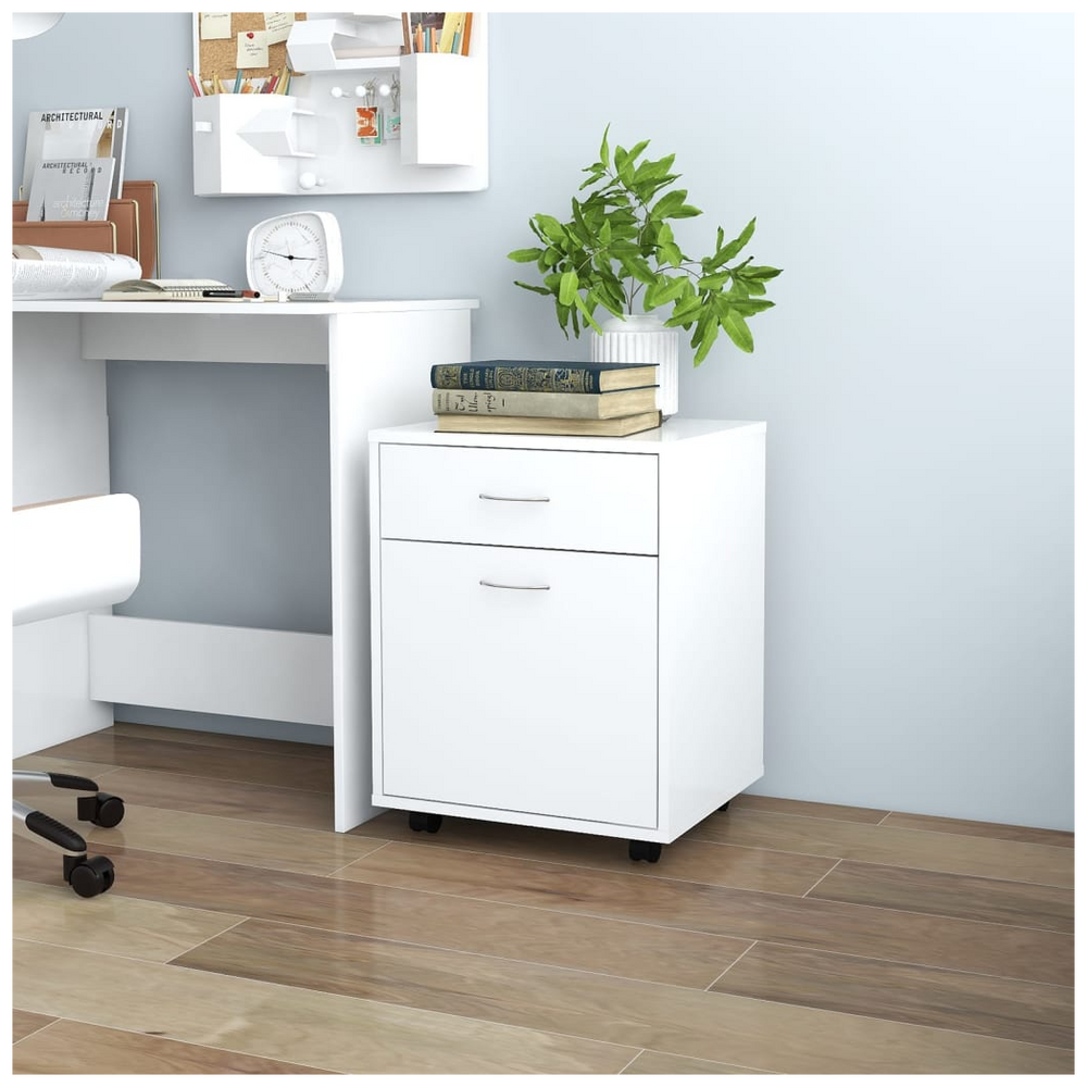 Rolling Cabinet White 45x38x54 cm Engineered Wood - anydaydirect