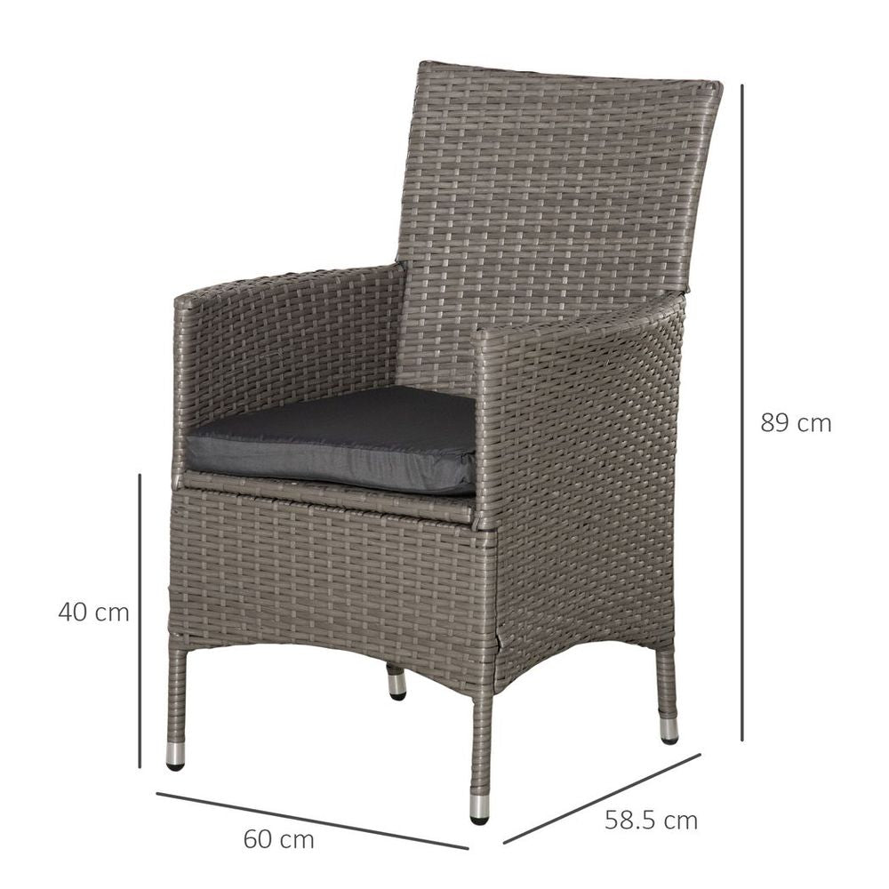 Outsunny 4PC Outdoor Rattan Armchair Wicker Dining Chair Set for Garden Grey - anydaydirect