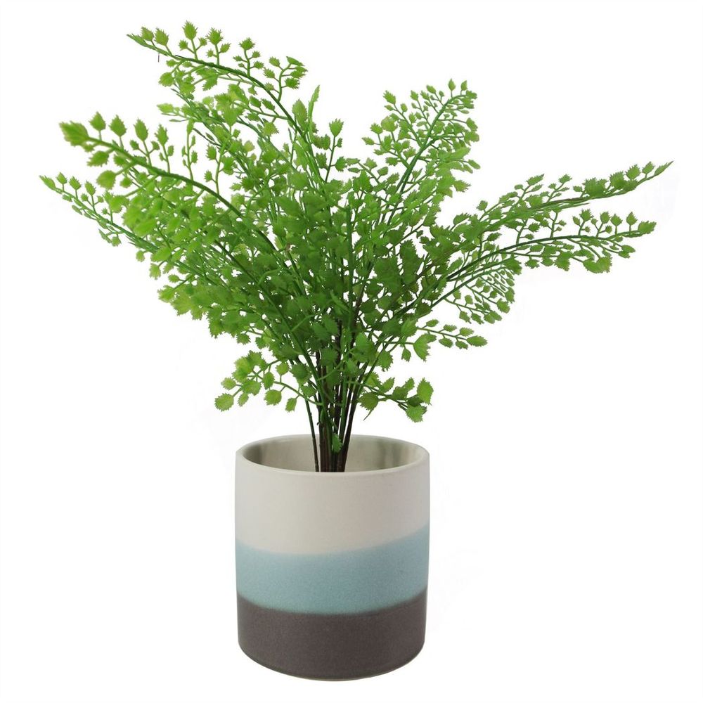 12cm Blue Sand Stripe Ceramic Planter - anydaydirect