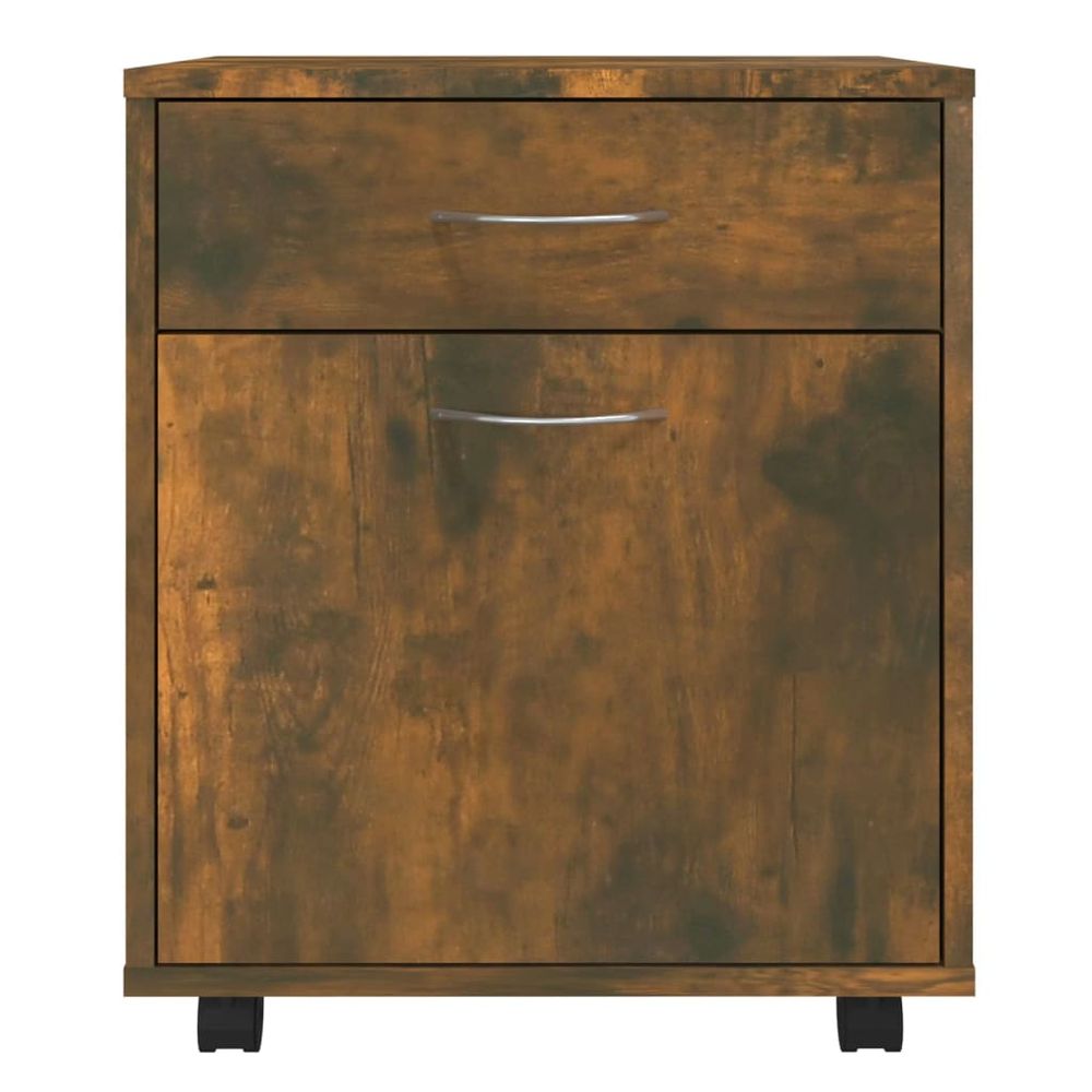 Rolling Cabinet Smoked Oak 45x38x54 cm Engineered Wood - anydaydirect