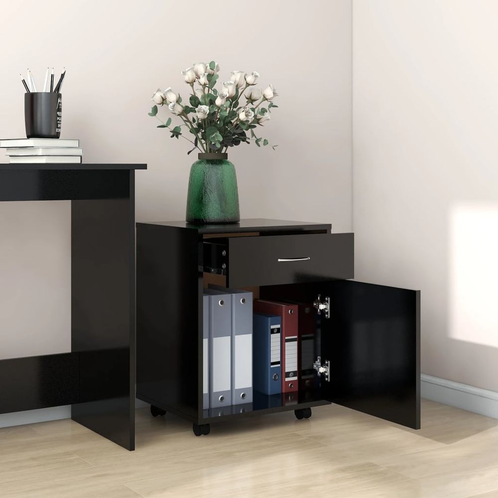 Rolling Cabinet Black 45x38x54 cm Engineered Wood - anydaydirect