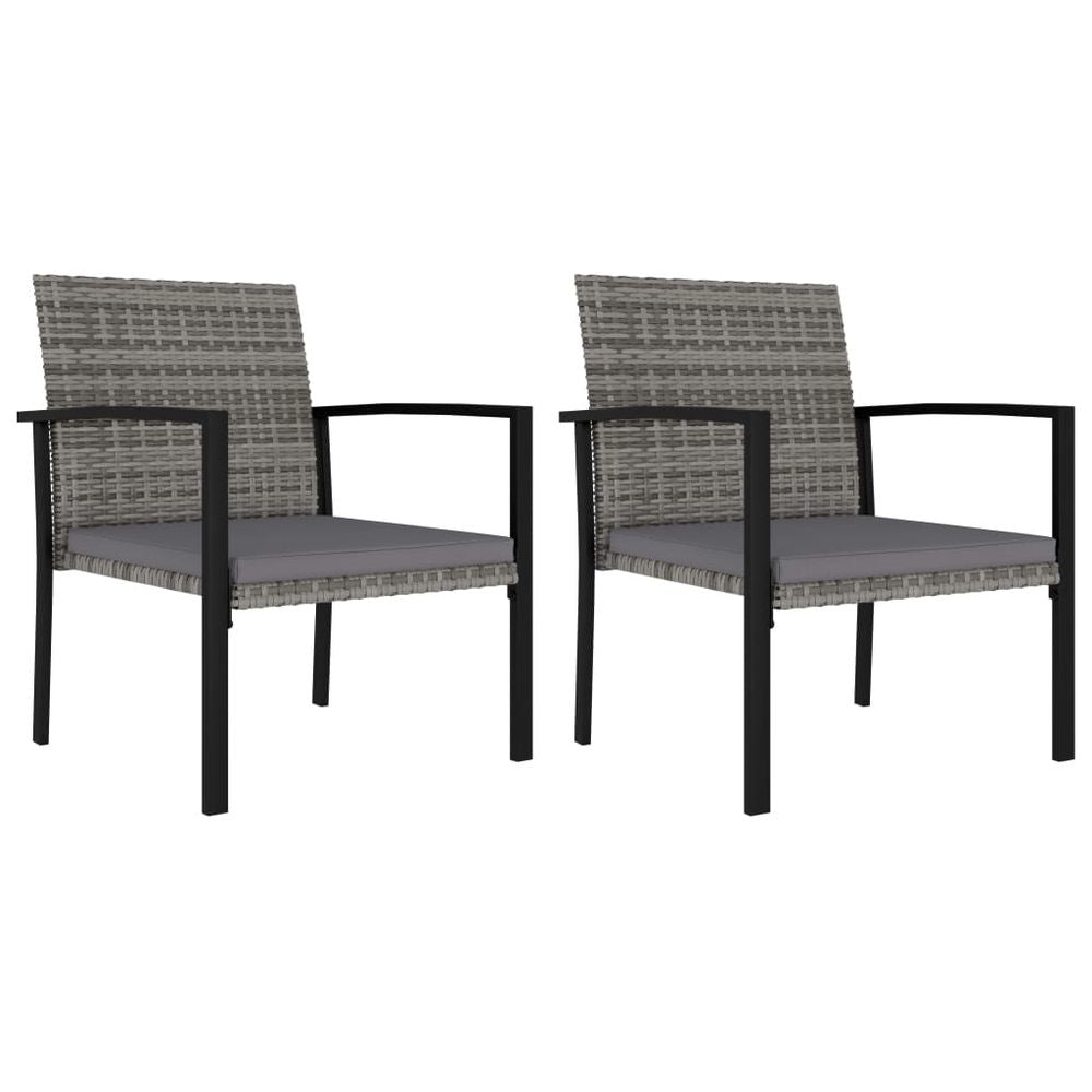 Garden Dining Chairs 2 pcs Poly Rattan Grey - anydaydirect