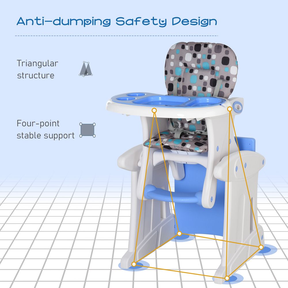 3-in-1 Convertible Baby High Chair Booster Seat w/ Removable Tray Blue - anydaydirect