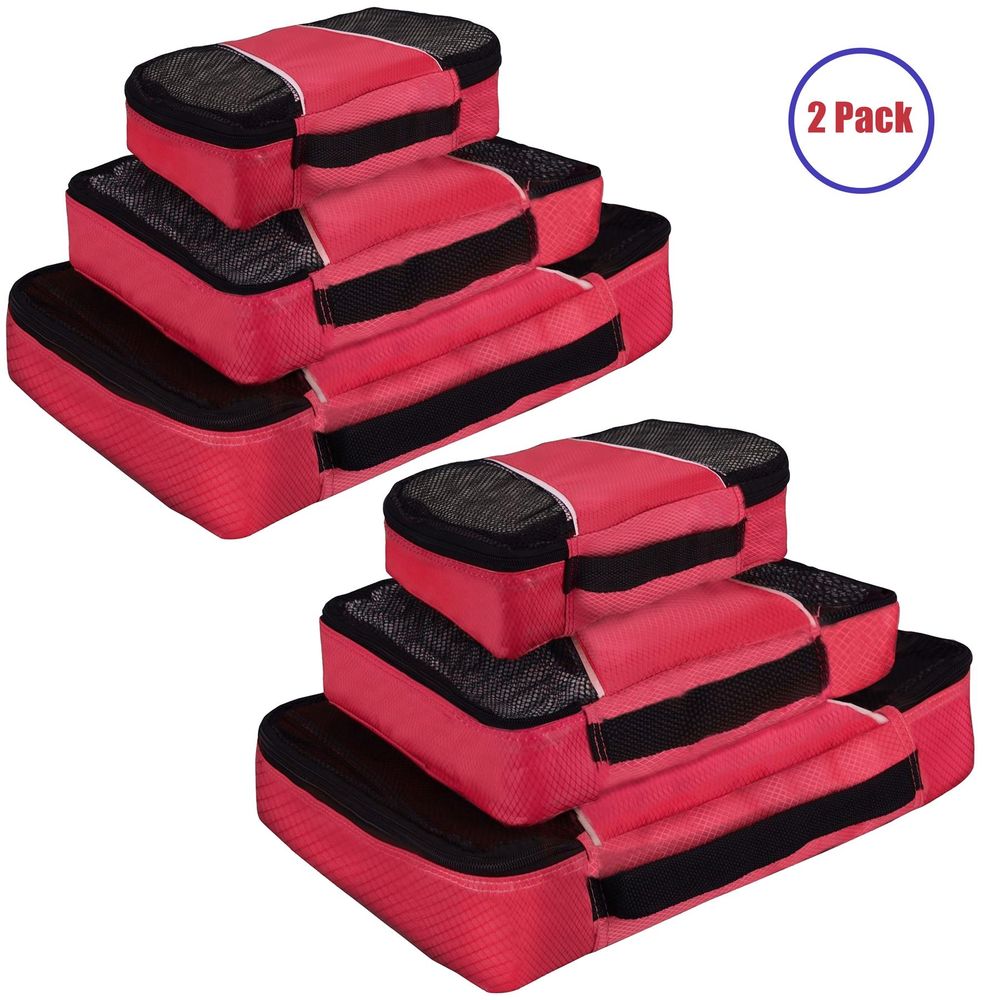2X 3PK Packing Cubes Travelling Storage Red - anydaydirect