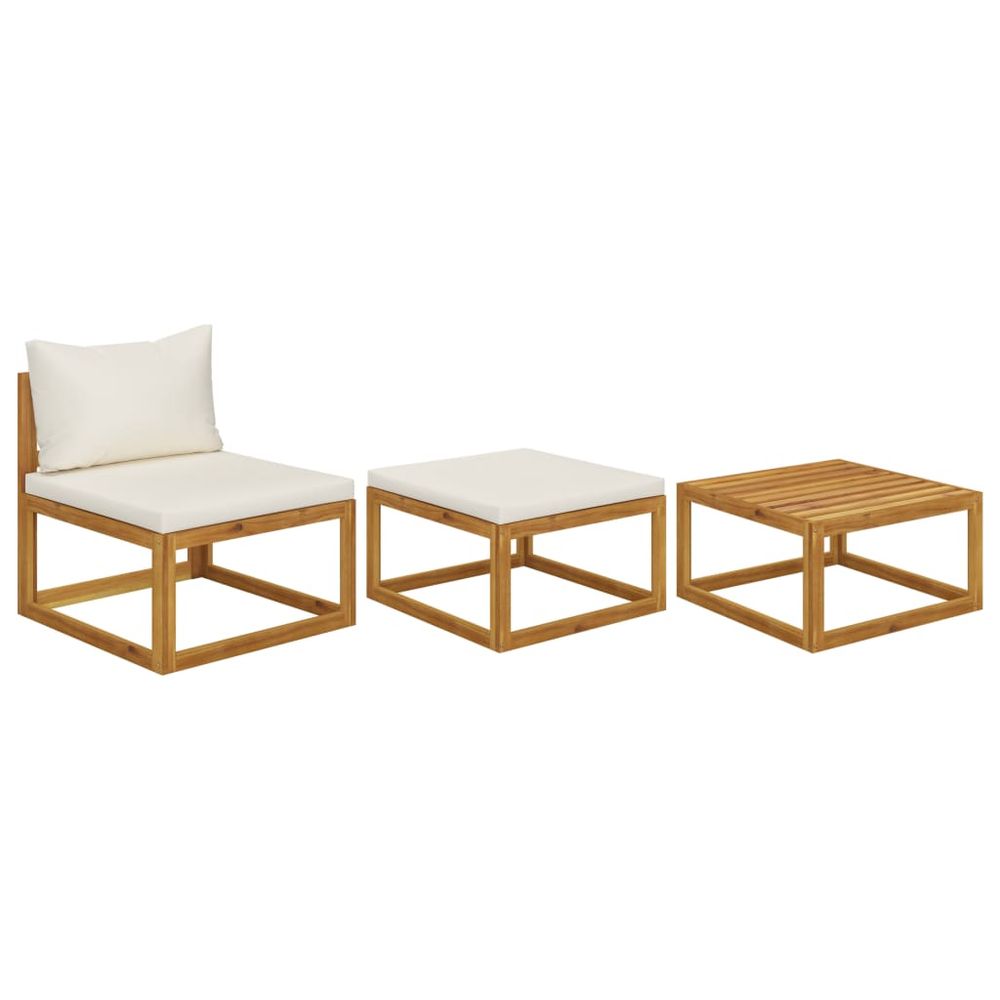 3 Piece Garden Lounge Set with Cushions Solid Wood Acacia - anydaydirect