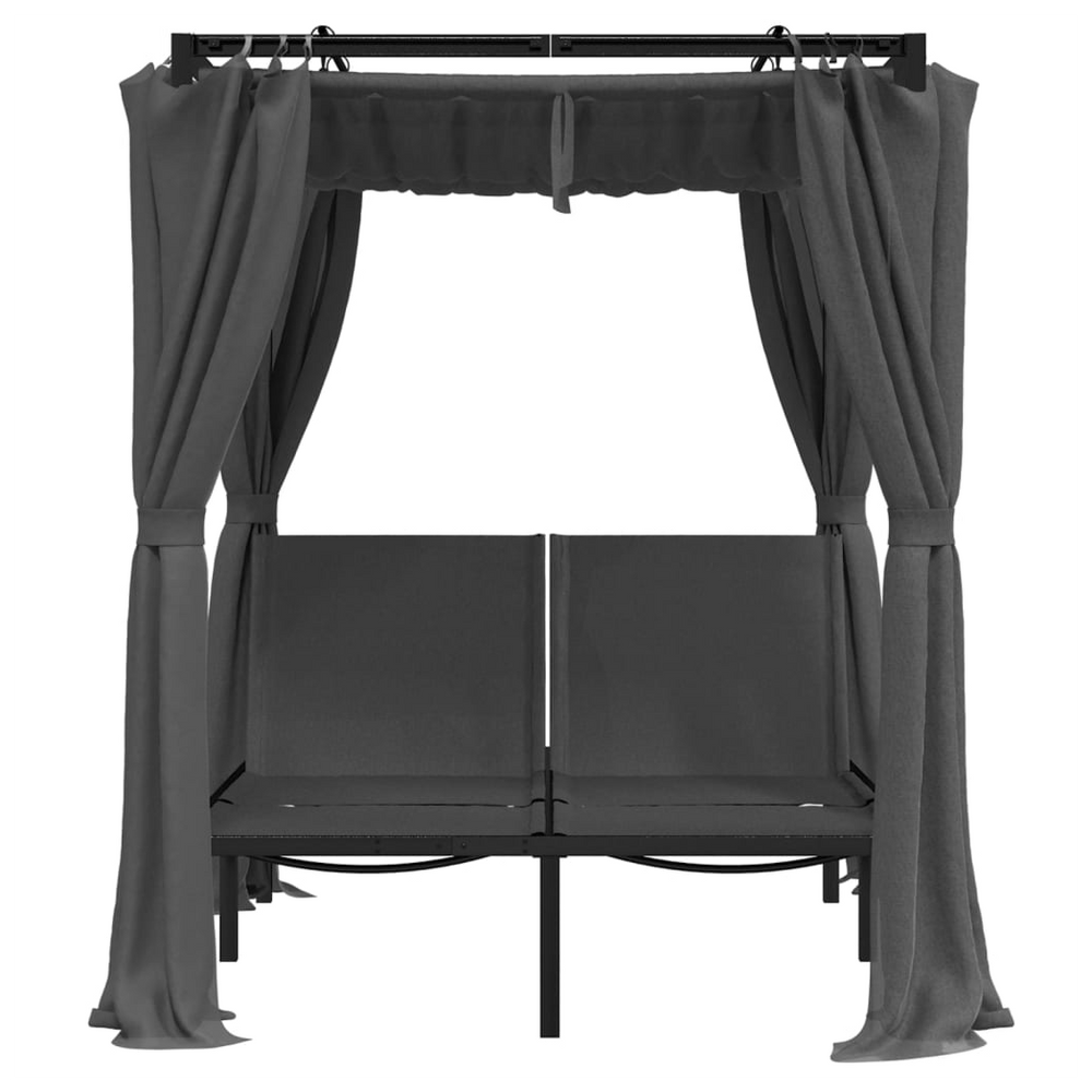 Double Sun Lounger with Side and Top Curtains Anthracite - anydaydirect