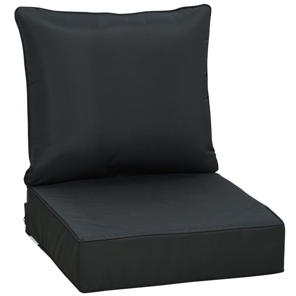 Outsunny Outdoor Seat and Back Cushion Set, Deep Seating Chair Cushion, Black - anydaydirect
