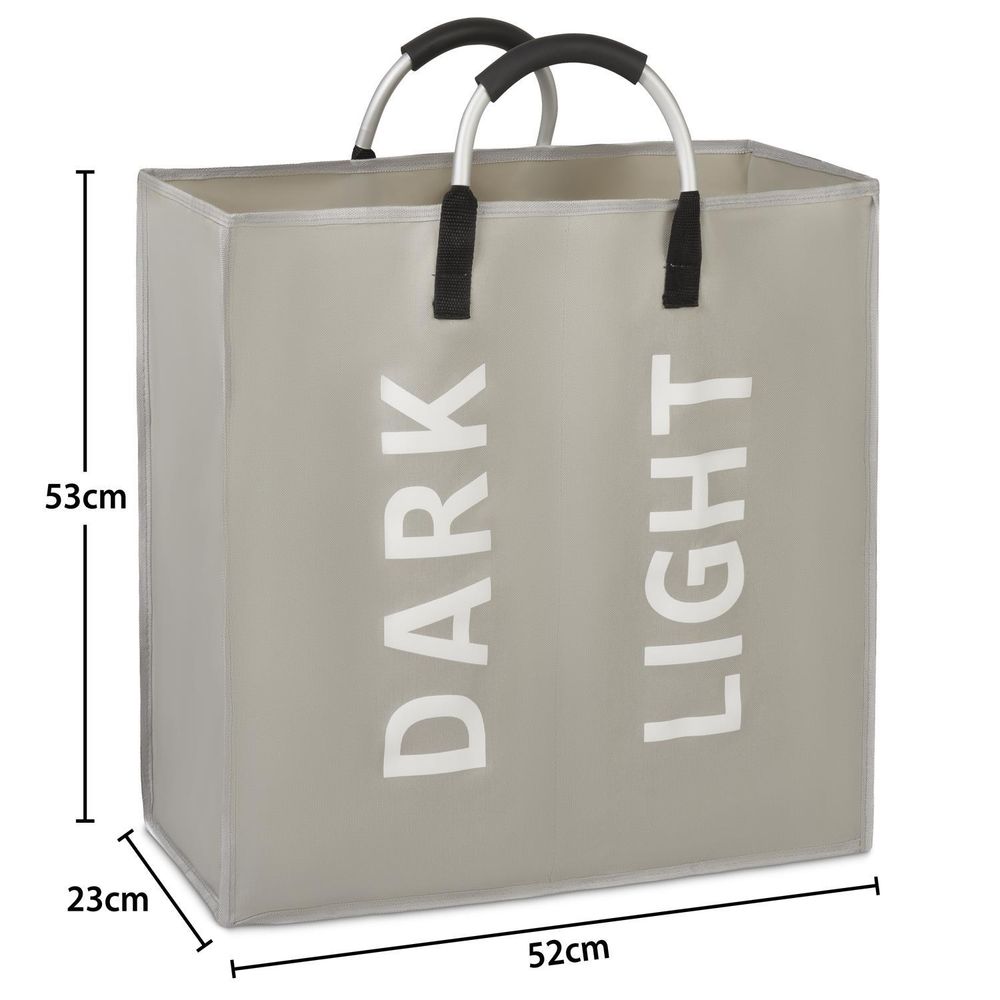 Double Collapsible Washing Laundry Basket Bag (3 Colors) for Bedroom - Light Grey - anydaydirect