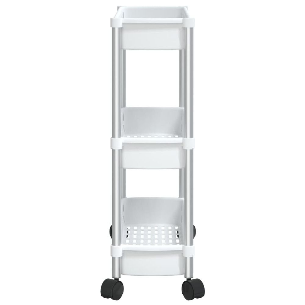 3-Tier Storage Trolley Silver and White Aluminium - anydaydirect
