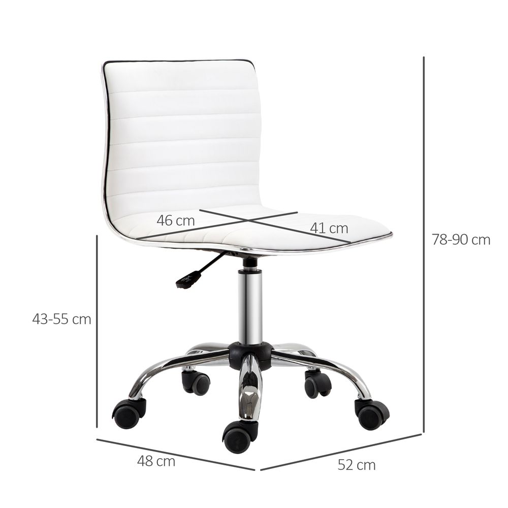 Armless Mid-Back Adjustable Office Chair  360 Swivel Ergonomic White HOMCOM - anydaydirect