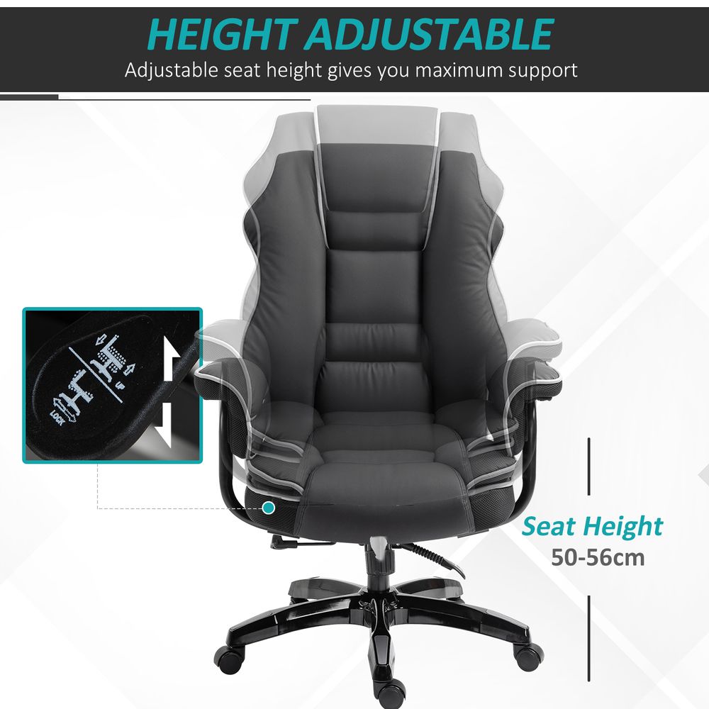 Piped PU Leather Padded High-Back Computer Office Gaming Chair Black - anydaydirect
