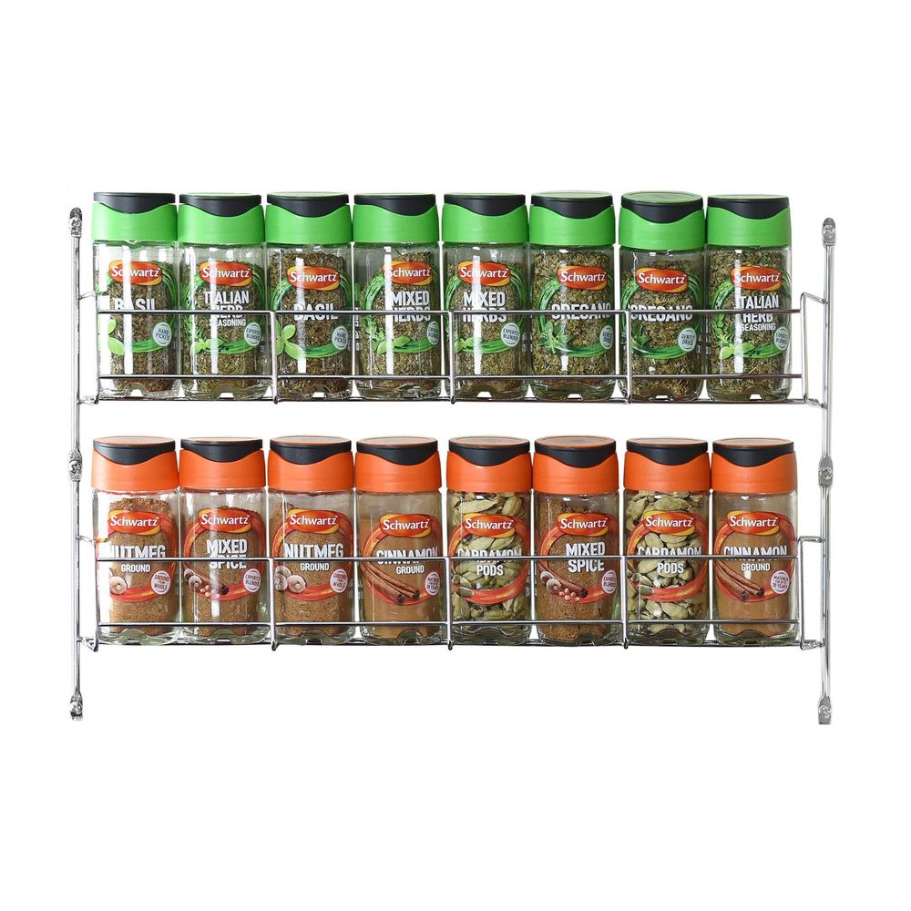 2 Tier Spice Herb Jar Rack Holder for Kitchen Door Cupboard Wall Storage Unit - anydaydirect