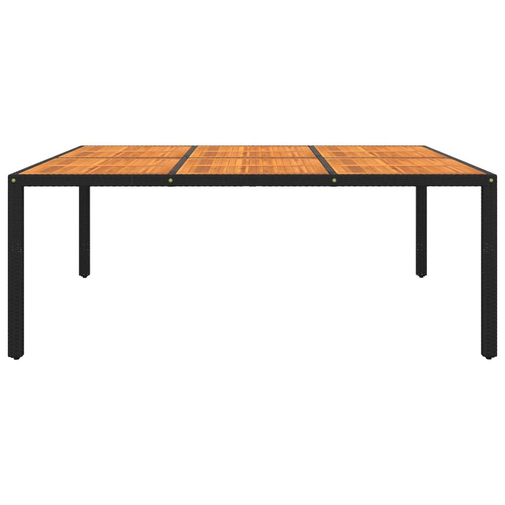 Garden Table 200x150x75 cm Acacia Wood and Poly Rattan Black - anydaydirect