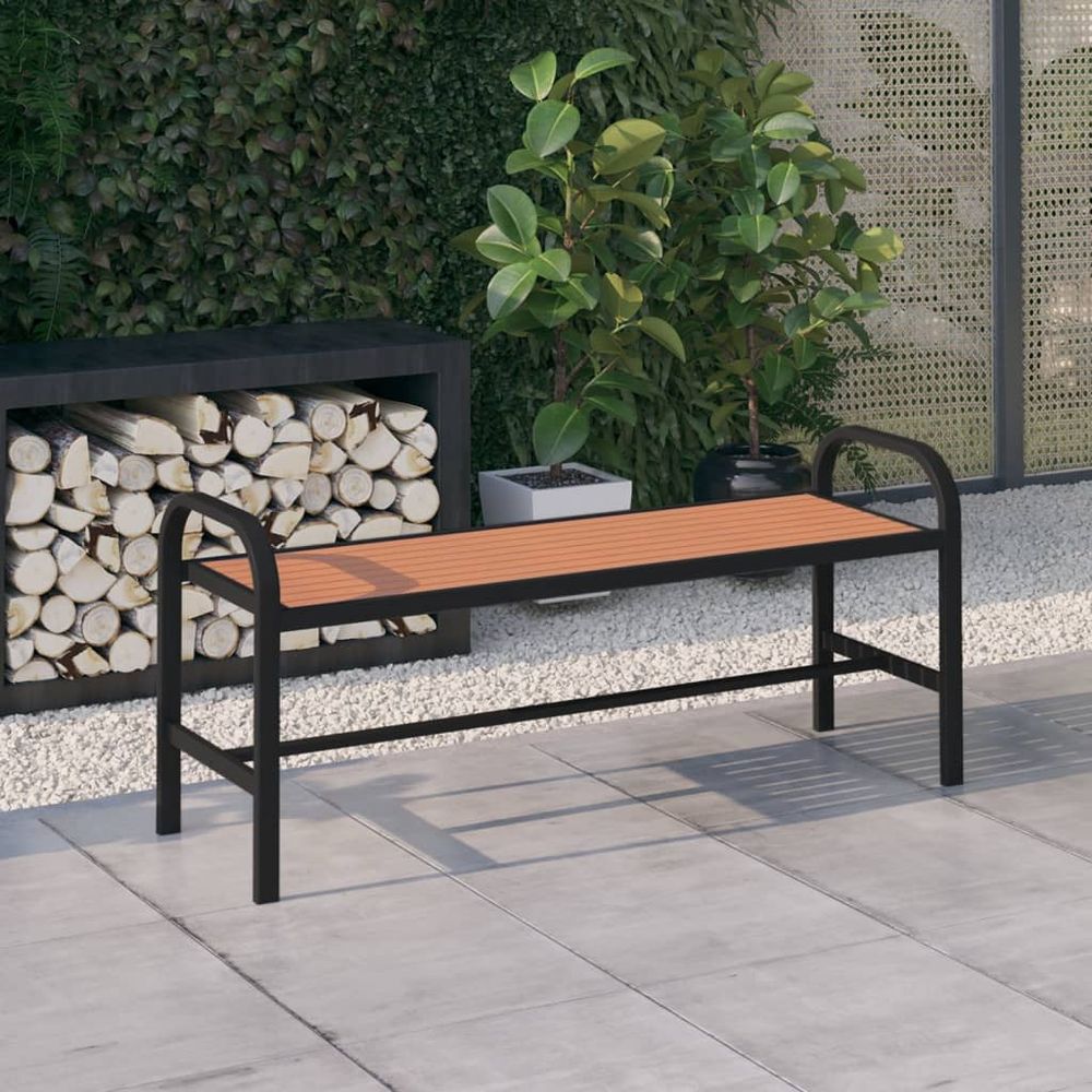 Garden Bench 124.5 cm Steel and WPC Black - anydaydirect
