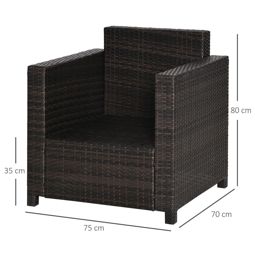 Rattan Single Sofa Chair Garden Wicker Weave Armchair Fire Resistant Brown - anydaydirect