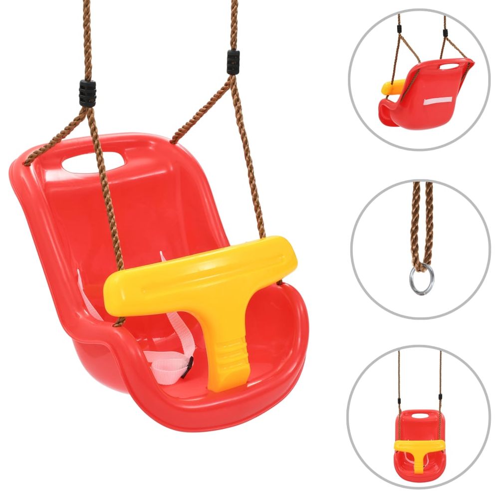 Baby Swing with Safety Belt PP Red - anydaydirect