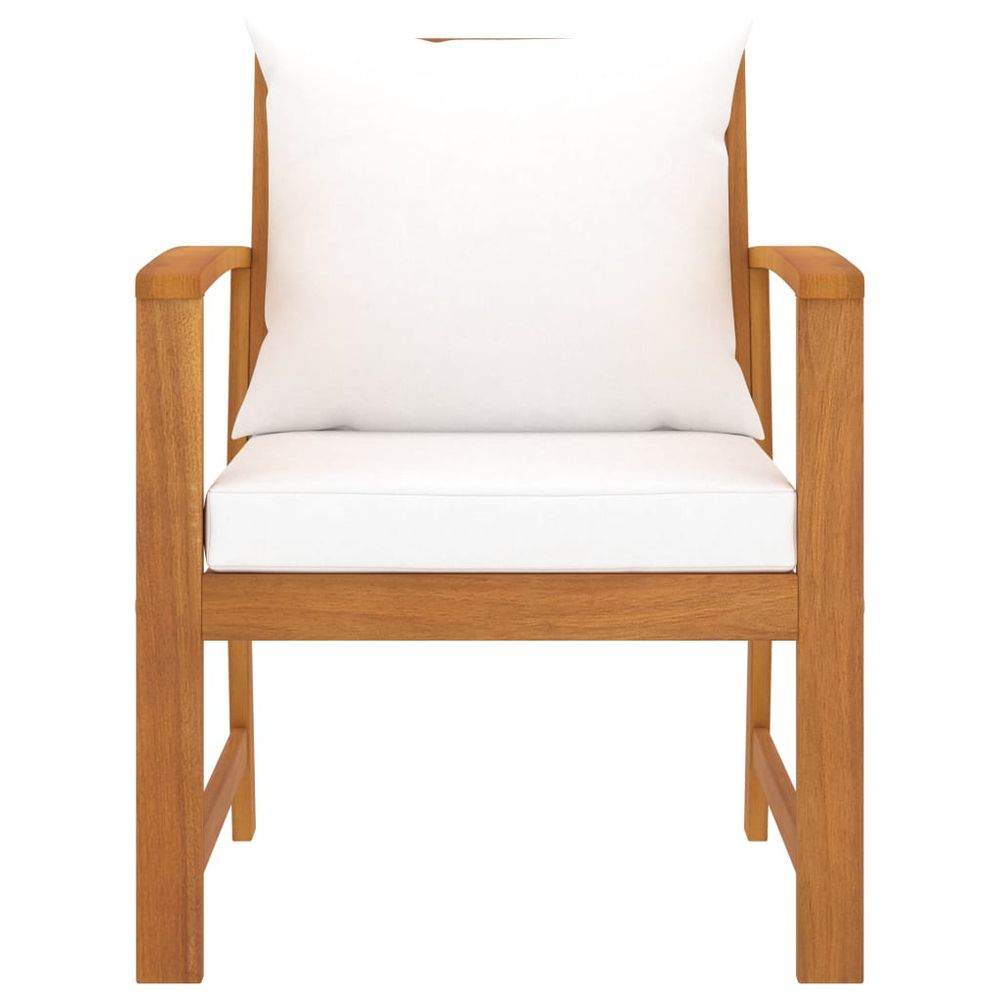 vidaXL Garden Chairs 2 pcs with Cream Cushions Solid Wood Acacia - anydaydirect