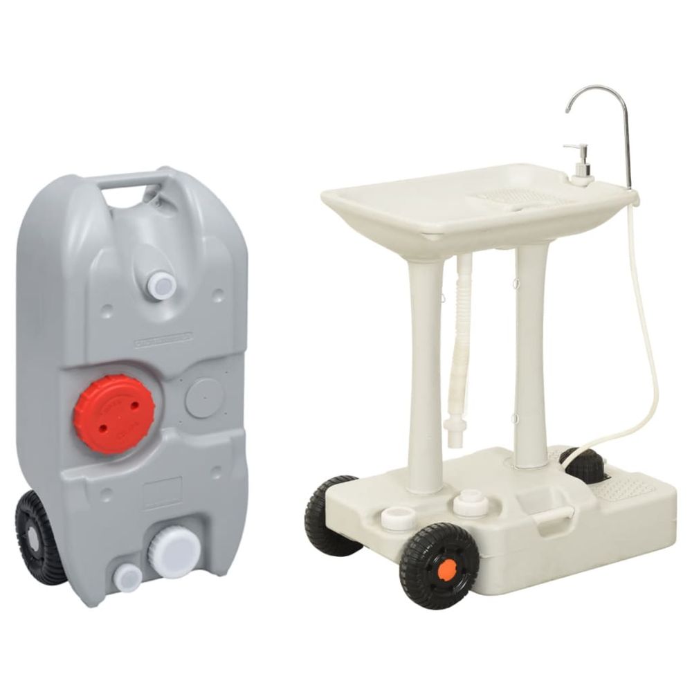 Camping Hand Wash Stand with Wheeled Water Tank Grey - anydaydirect