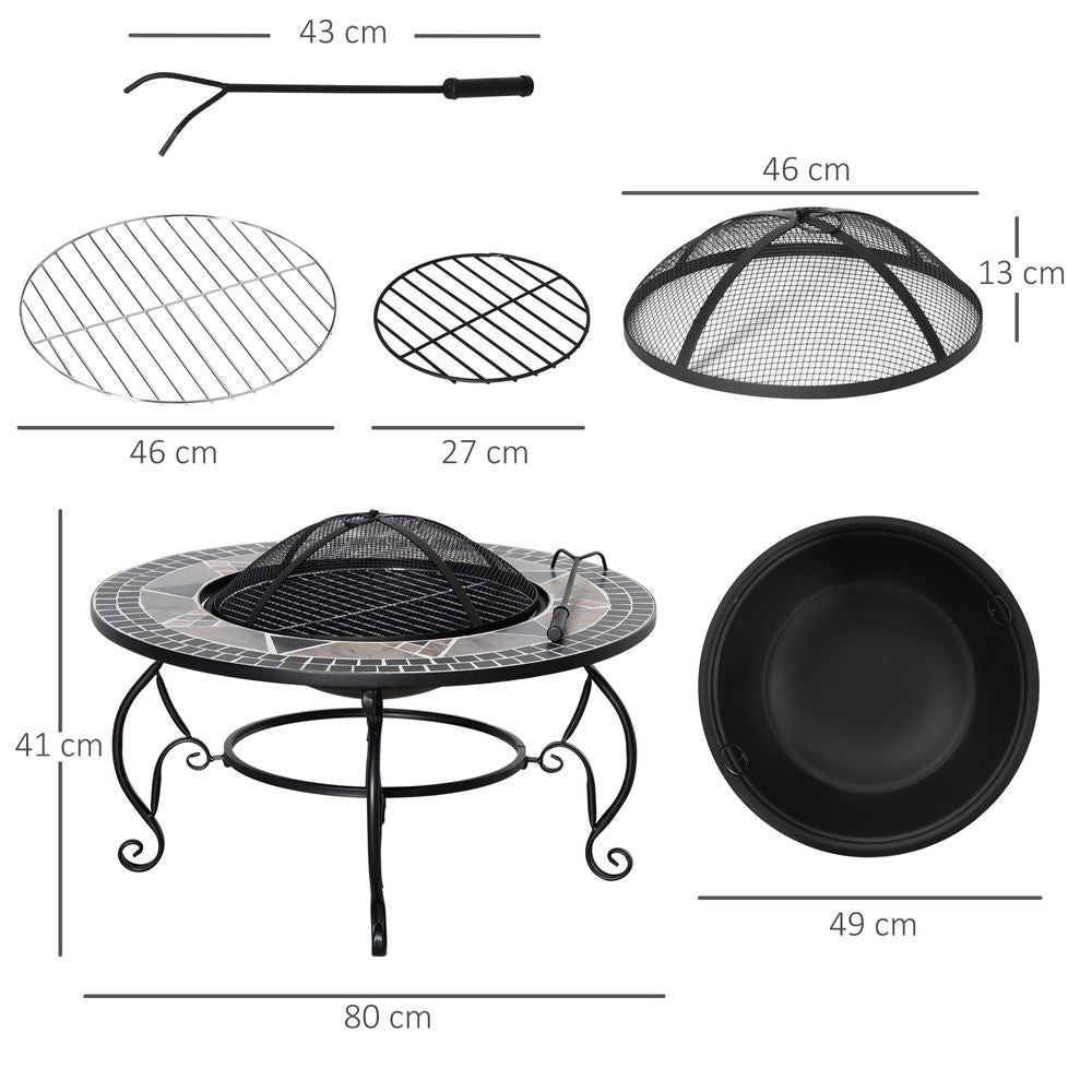2-in-1 80cm Outdoor Fire Pit, Patio Heater with Cooking BBQ Grill - anydaydirect