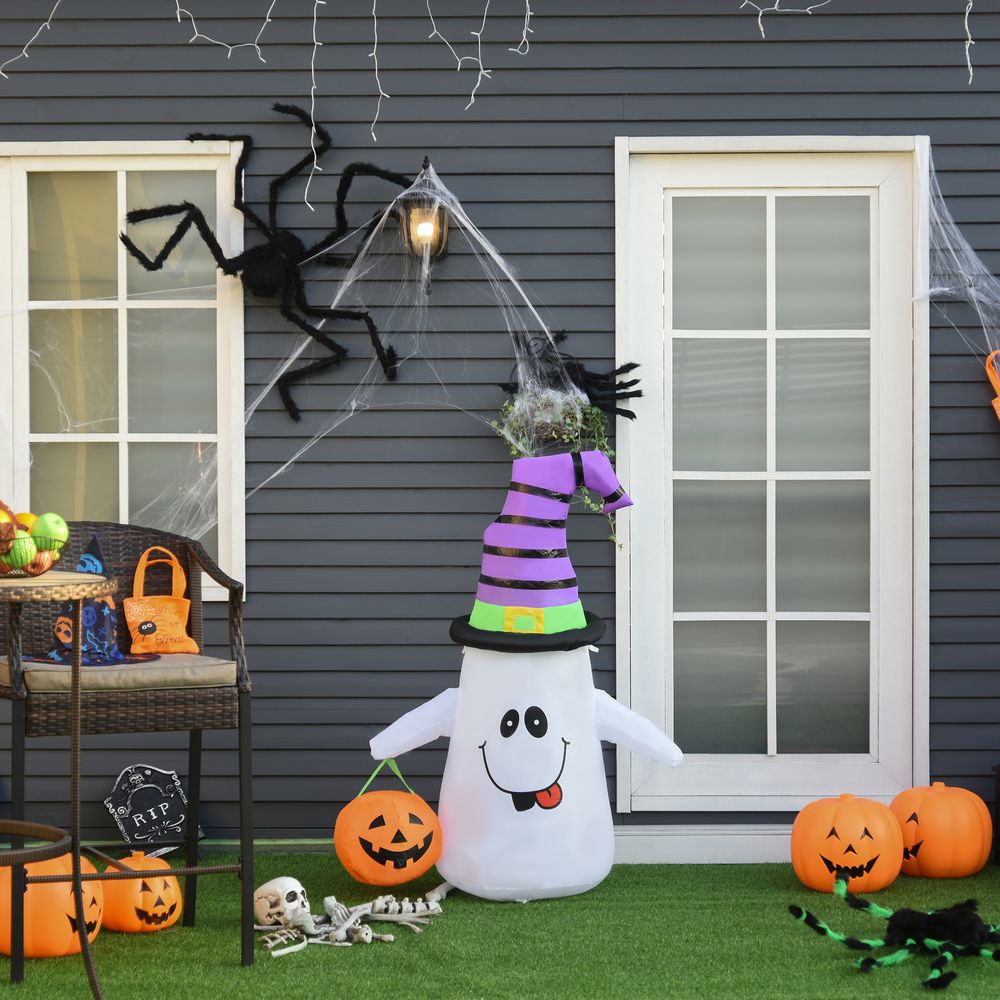 1.2m Witch Ghost Halloween Inflatable LED Pumpkin Lantern  Weather-Resistant - anydaydirect