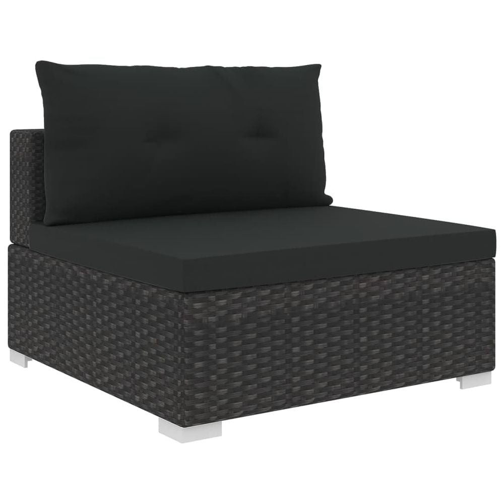 6 Piece Garden Lounge Set with Cushions Poly Rattan Black - anydaydirect
