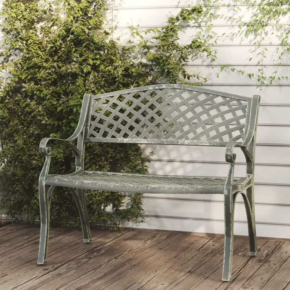 Garden Bench 102 cm Cast Aluminium Green - anydaydirect