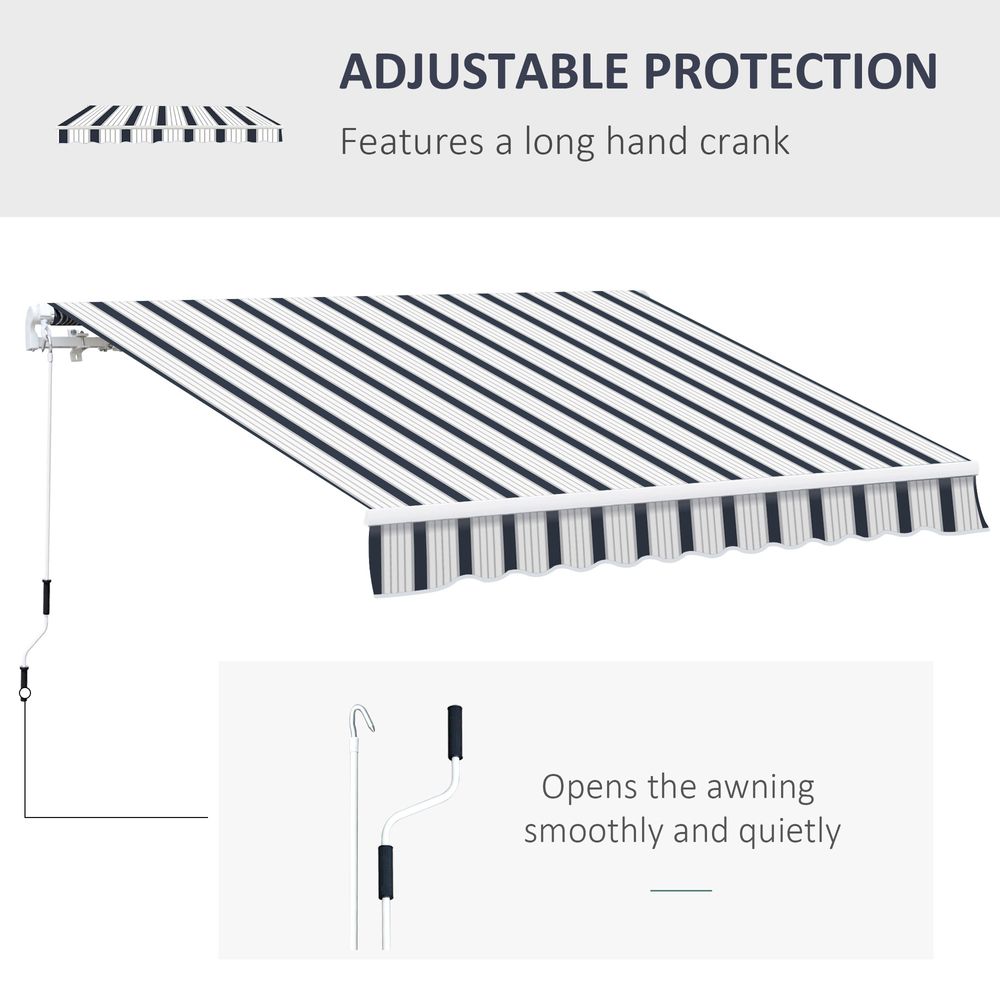 Outsunny Manual Retractable Awning, 4x3 m-Blue/White - anydaydirect