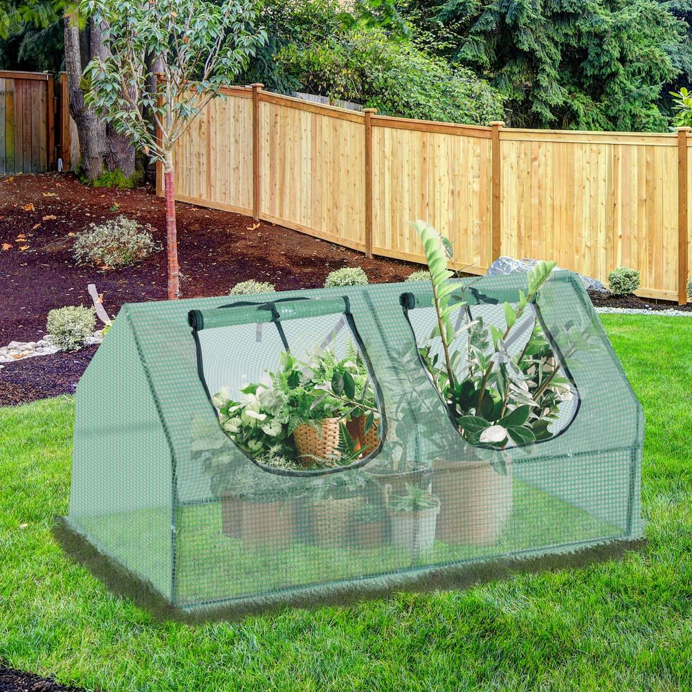 Mini Greenhouse With 2 Windows, Plant Flower Herbs Growing 120cmx60cmx60cm - anydaydirect