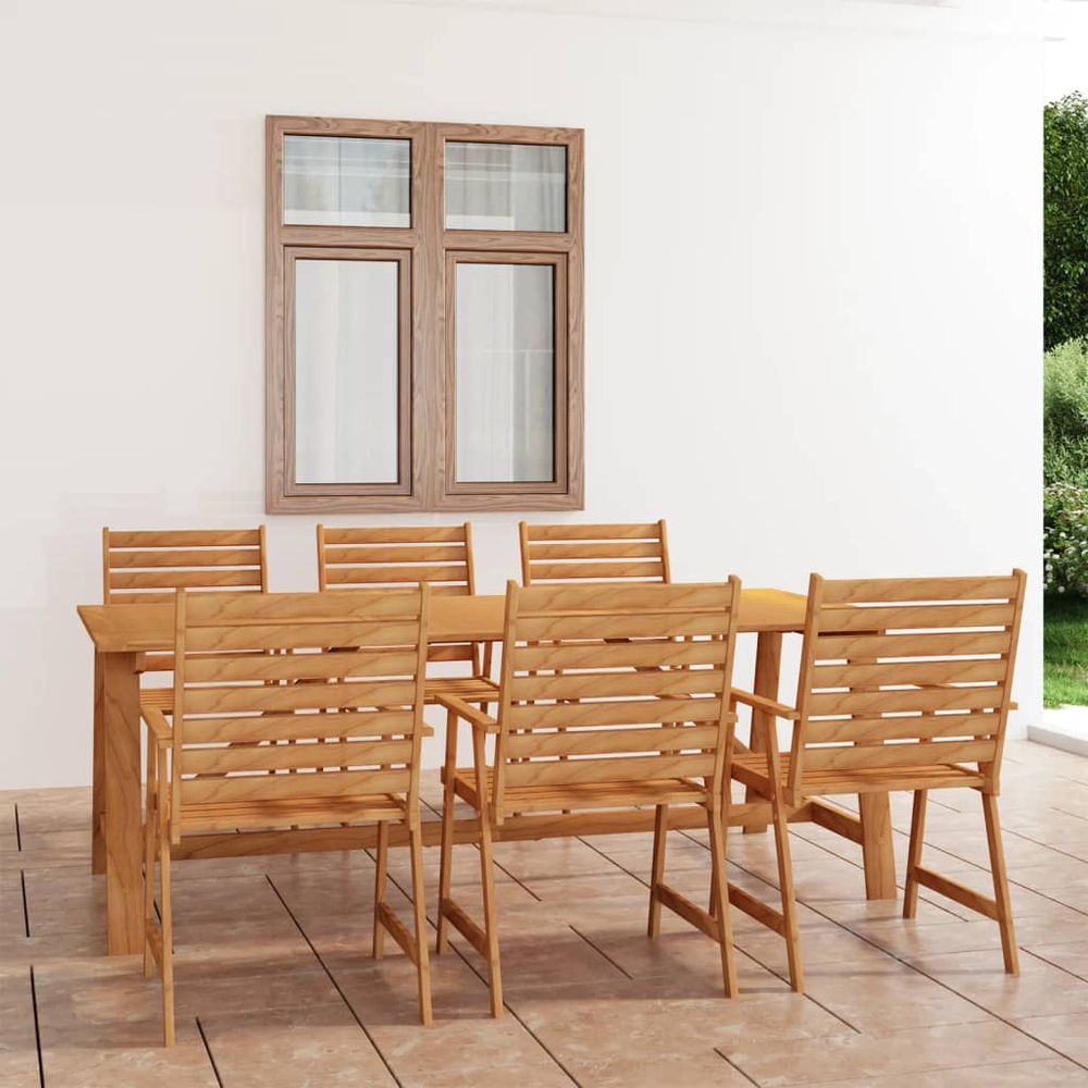 7 Piece Garden Dining Set Solid Acacia Wood - anydaydirect