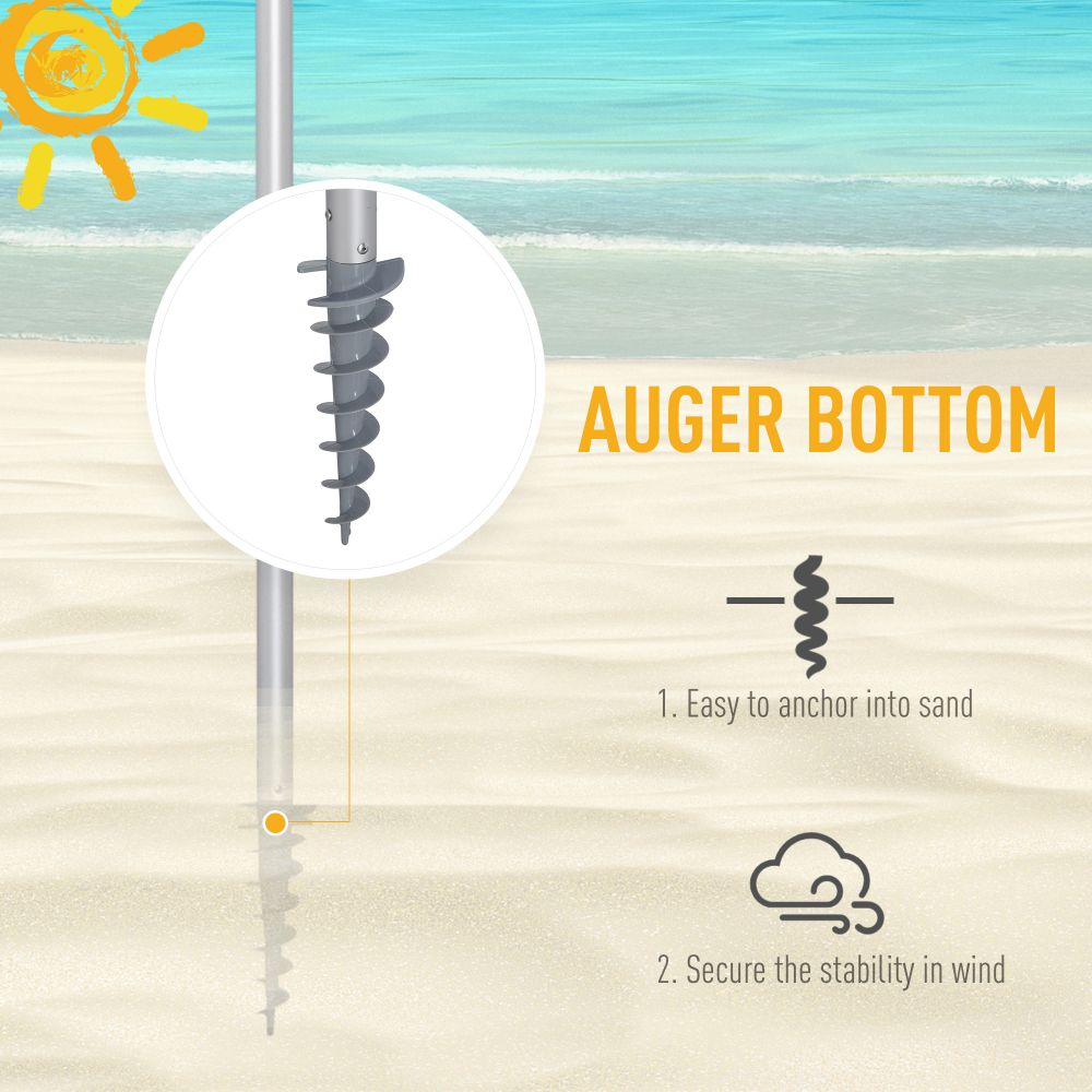 2.4m Beach Umbrella with Sand Anchor Adjustable Tilt Carry Bag - anydaydirect