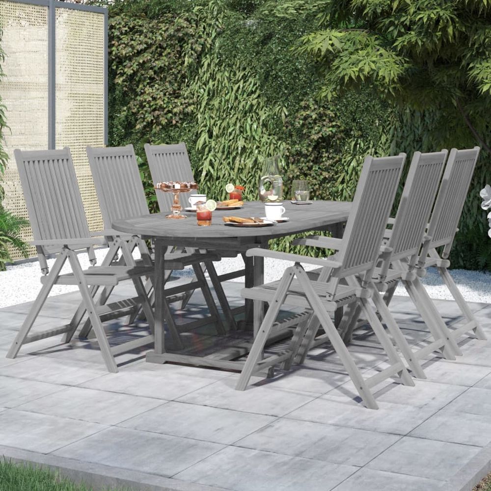 7 Piece Garden Dining Set Solid Wood Acacia - anydaydirect
