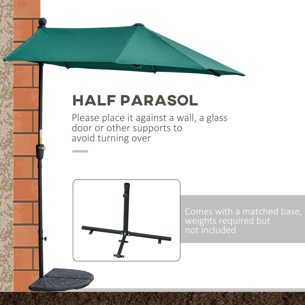 2m Half Parasol Market Umbrella Crank Dark Green - anydaydirect