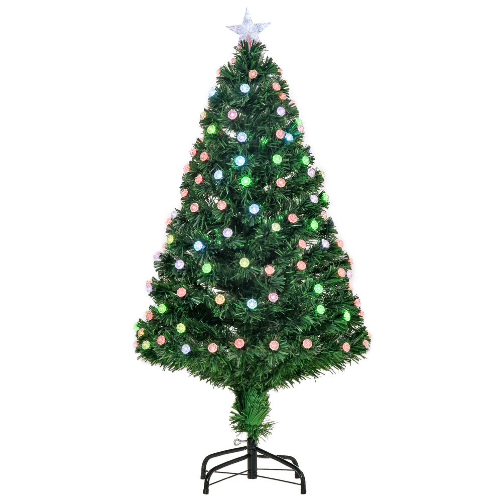 4FT PreLit Artificial Christmas Tree Fibre Optic Deco LED Light Xmas Deco Green - anydaydirect