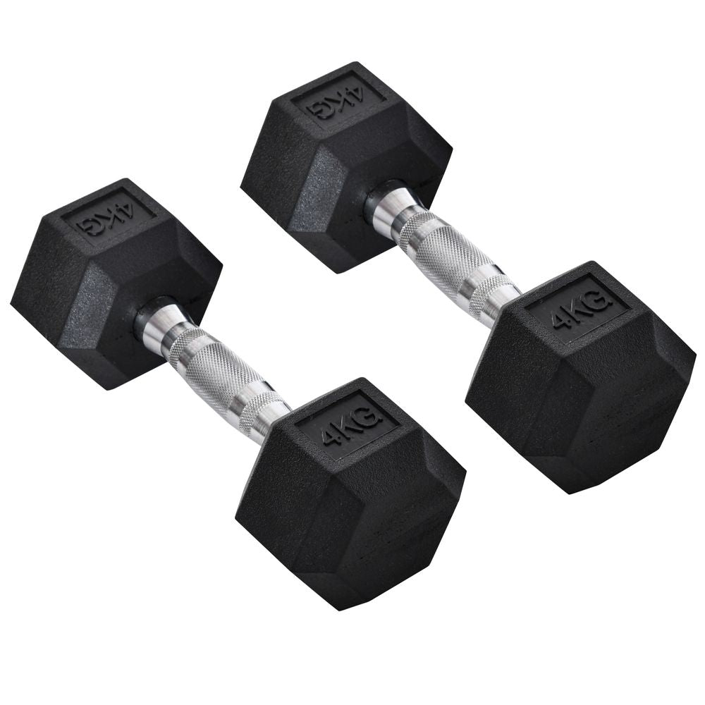Hexagonal Dumbbells Kit Weight Lifting Exercise for Home Fitness 2x4kg HOMCOM - anydaydirect