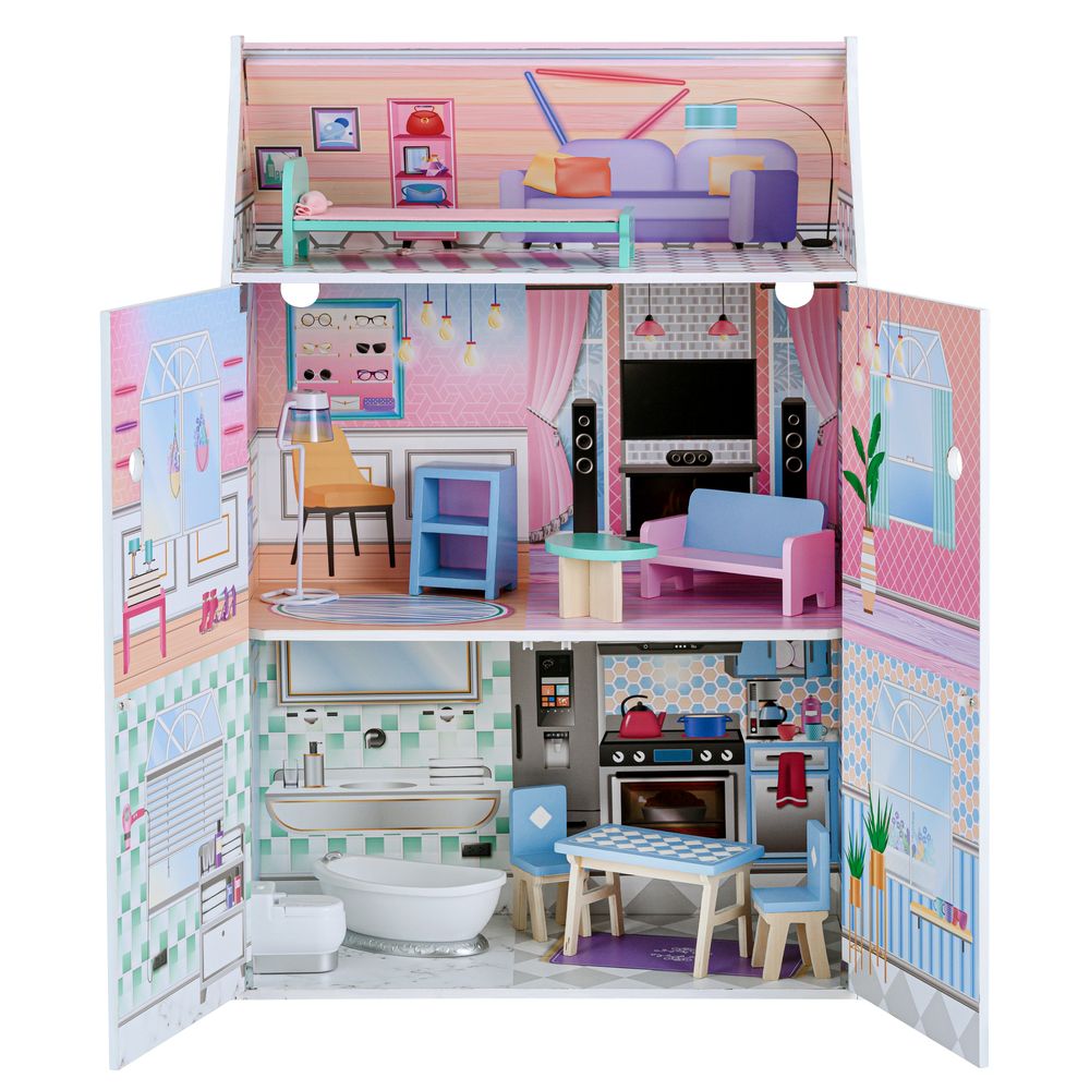 Olivia's Little World Kids 12" Doll House & 10 Accessories 3.5" Dolls TD-12518D - anydaydirect