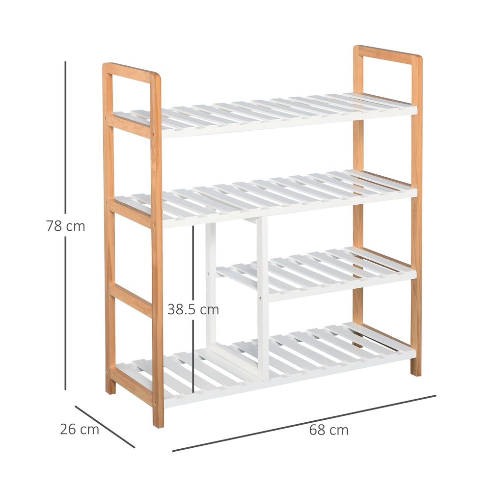 4-Tier Shoe Rack Simple Home Storage  Wood Frame Boot Compartment Home - anydaydirect