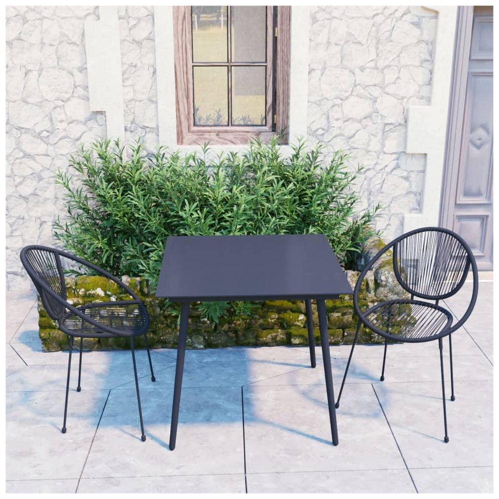 3 Piece Outdoor Dining Set PVC Rattan Black - anydaydirect