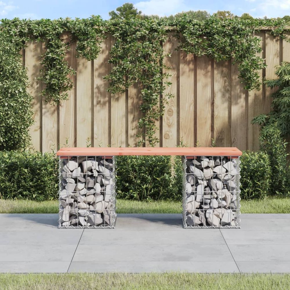 vidaXL Garden Bench Gabion Design 103x31x42 cm Solid Wood Douglas - anydaydirect