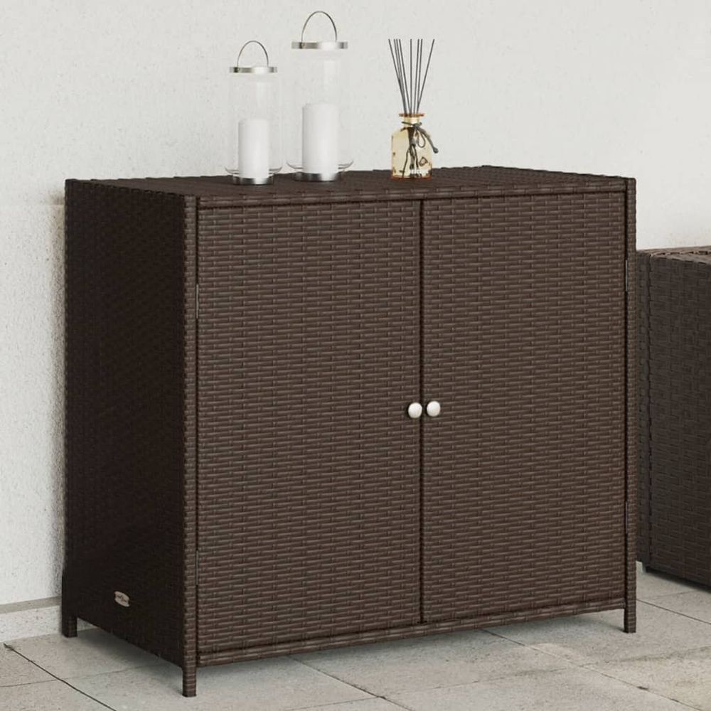 vidaXL Garden Storage Cabinet Brown 83x45x76 cm Poly Rattan - anydaydirect