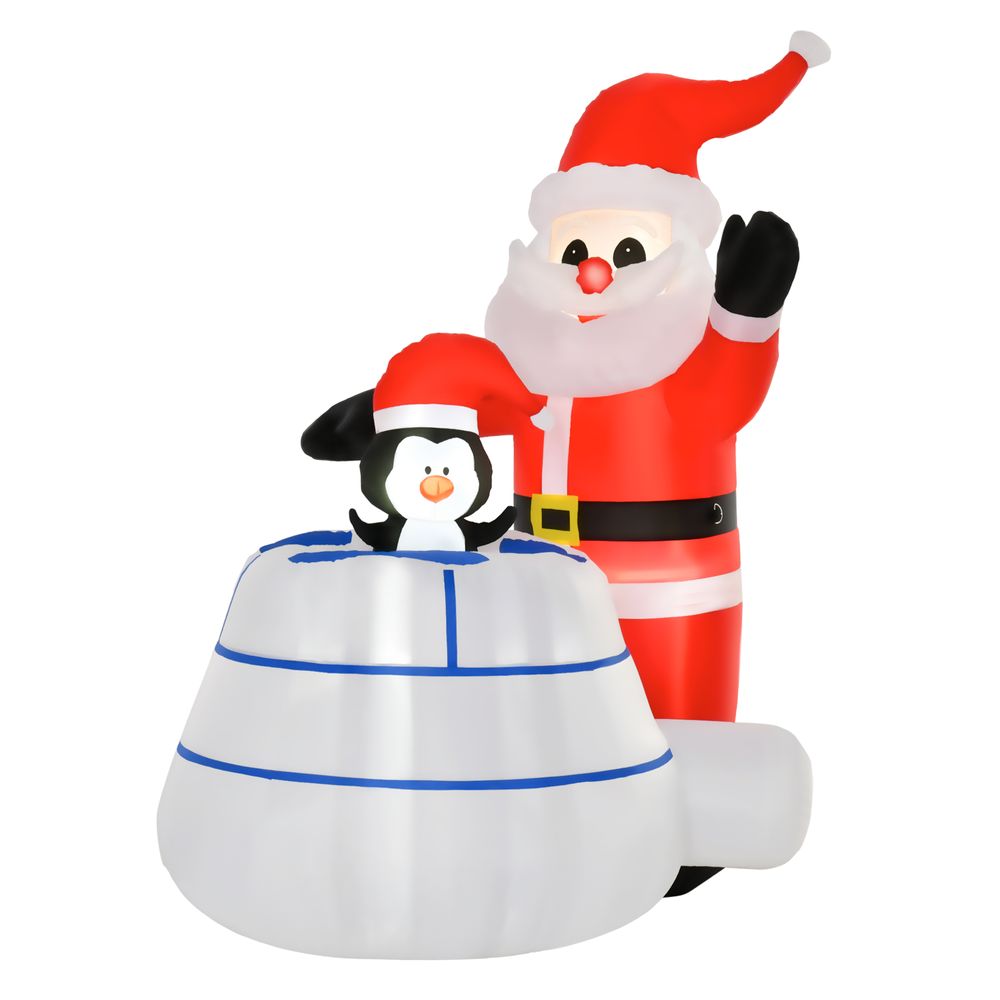 5ft Christmas Inflatable Santa Claus and Penguin with Ice House LED Blow Up - anydaydirect